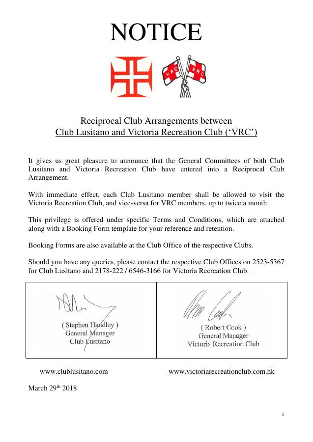 Club Lusitano Agreement